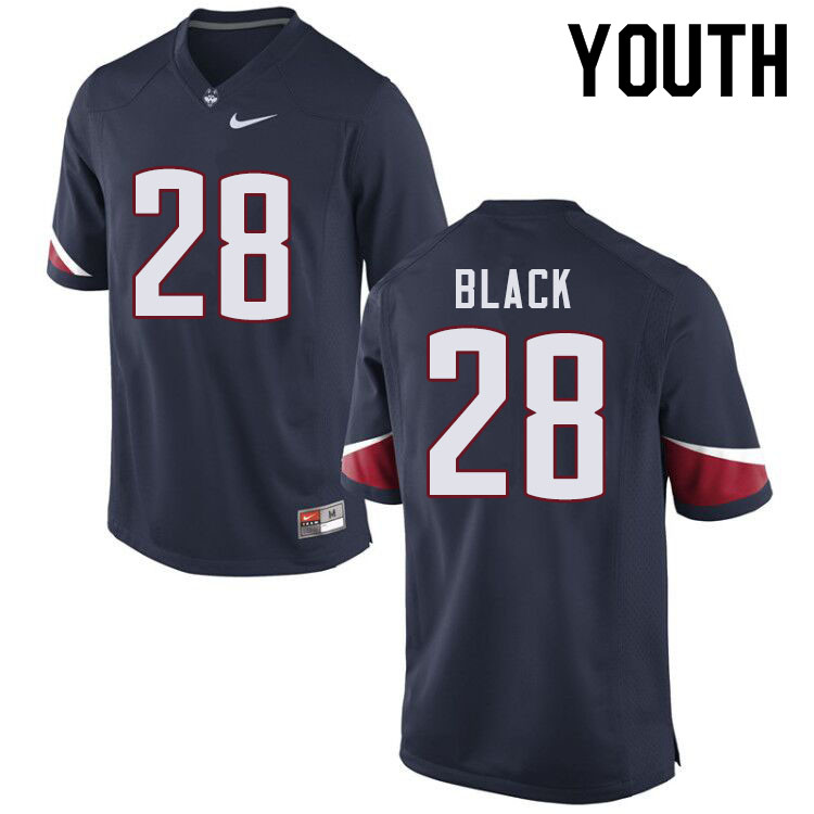 Youth #28 Dante Black Uconn Huskies College Football Jerseys Sale-Navy - Click Image to Close